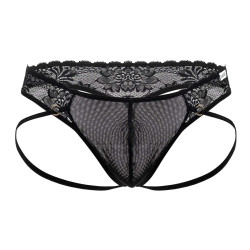 CandyMan String Sexy Dentelle Rati Noir